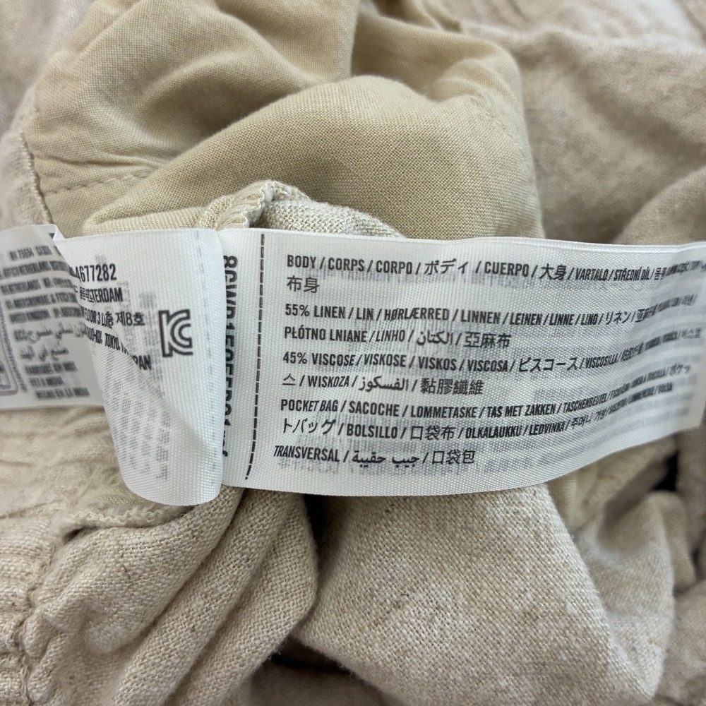 Abercrombie & Fitch Relaxed Straight Leg Linen Pockets Pants Beige Womens Medium - Picture 5 of 5